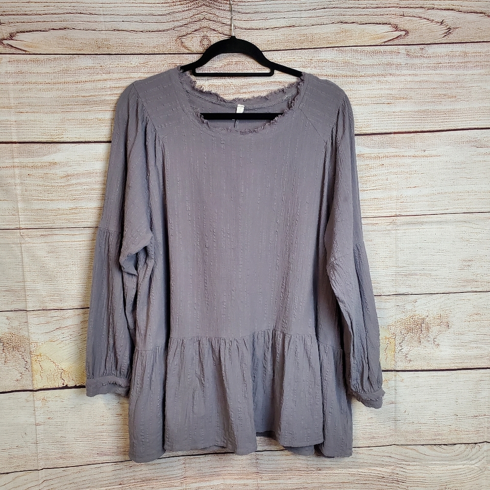 Pinkblush maternity grey linen peplum top